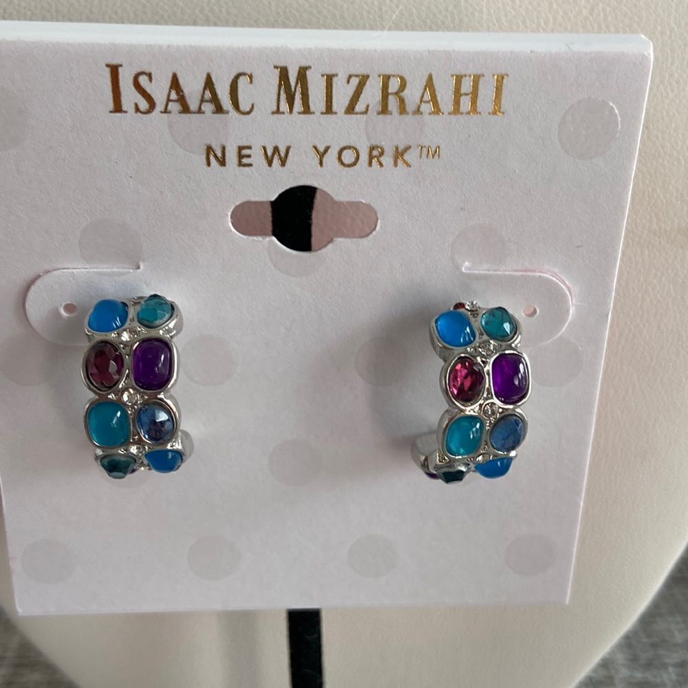 Isaac Mizrahi Earrings multiple crystals colors NWT